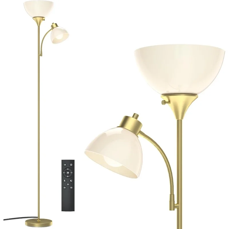 

Floor Lamp, Super Bright 11W+7W 2100LM Torchiere Floor Lamps for Living Room, Stepless Adjustable 3000K-6000K Temperatures