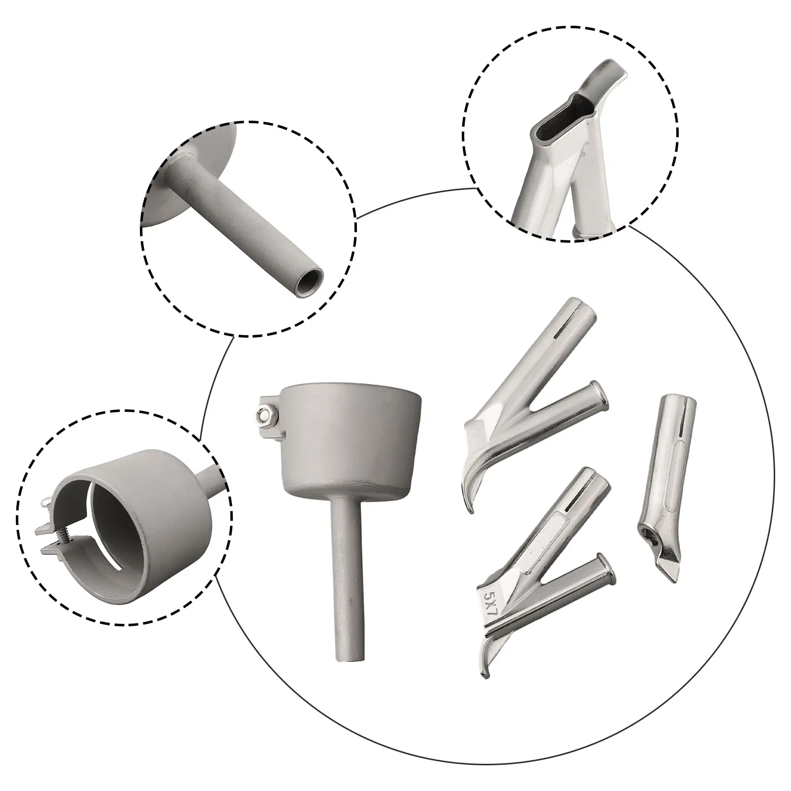 4 Pcs Hot Air Welding Torch Nozzle Set for Vinyl PVC Plastic Featuring 5mm Weld Tips for Speed and Standard Welding Tasks