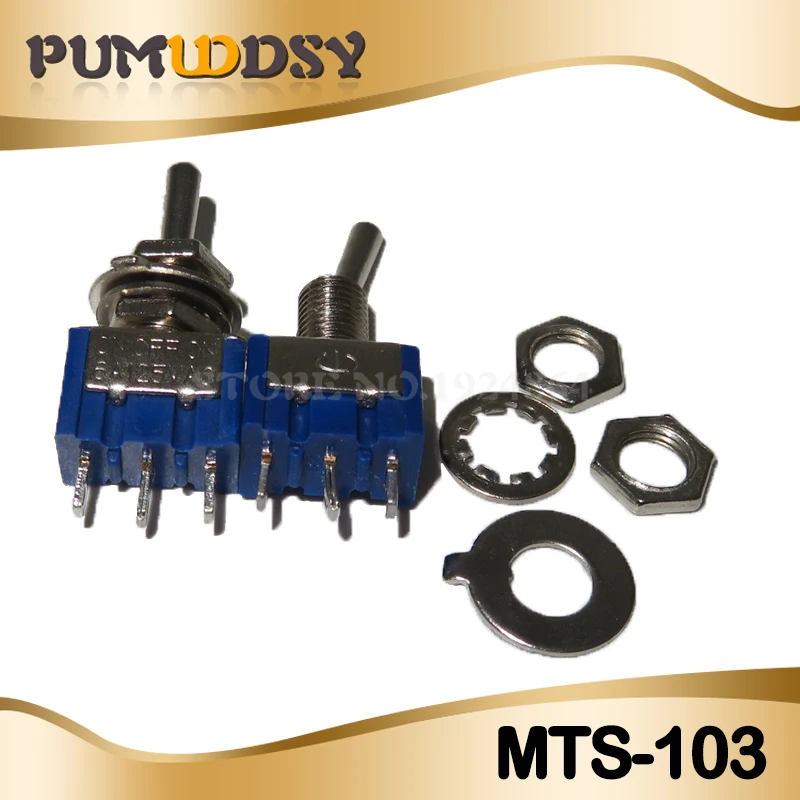 10PCS MTS-102 MTS-103 MTS-202 MTS-203 6A 125V Mini 3/6PIN ON-OFF/ON-OFF-ON Interruttori A Levetta Per La Commutazione Luci Motori MTS