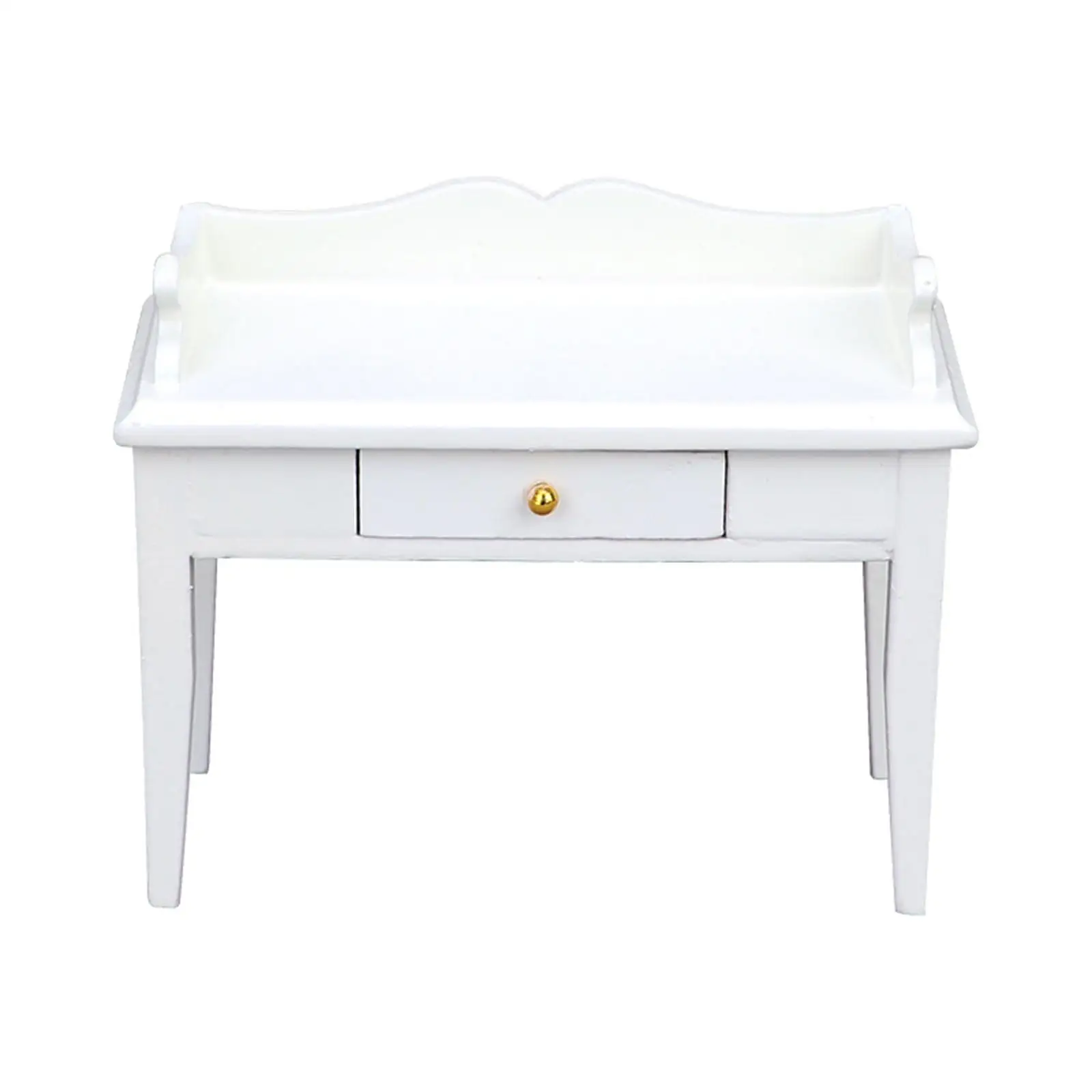 1/12 ตุ๊กตาโต๊ะโต๊ะไม้ลิ้นชักมินิตกแต่งไม้ Miniature เฟอร์นิเจอร์สําหรับห้องนั่งเล่นห้องนอนตุ๊กตา