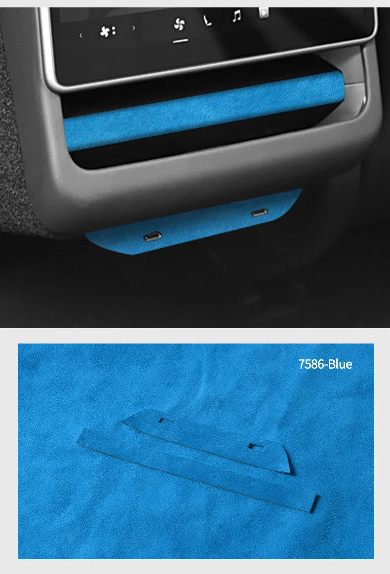 Für Tesla Model Y Juniper / Model 3 Highland aus Alcantara Hinterer Luftauslass-Zierleiste Aufkleber Auto-Innenausstattung Tuning-Zubehör – Detail 10