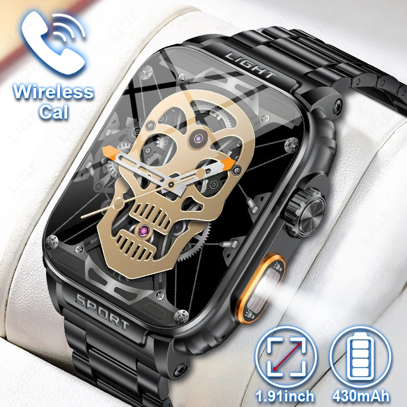 LIGE Outdoor Smart Watch With LED Flashlight Blood Pressure 