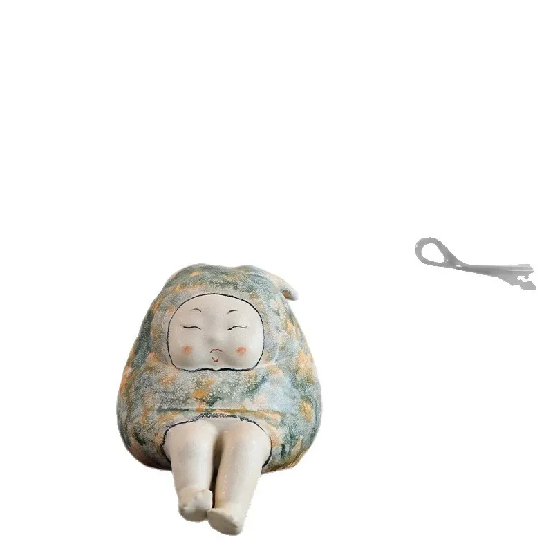 Handmade art statue ceramic ornament living room desktop decoration entrance high-end gift