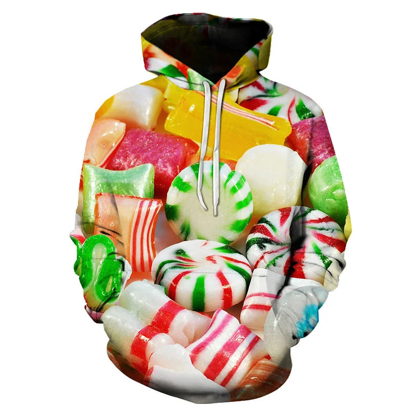 New Winter 3D Soft Sweets Printed Hoodies For Men Kid Fashion Funny Hooded Sweatshirts Harajuku Pullovers Unisex Clothing Hoodie