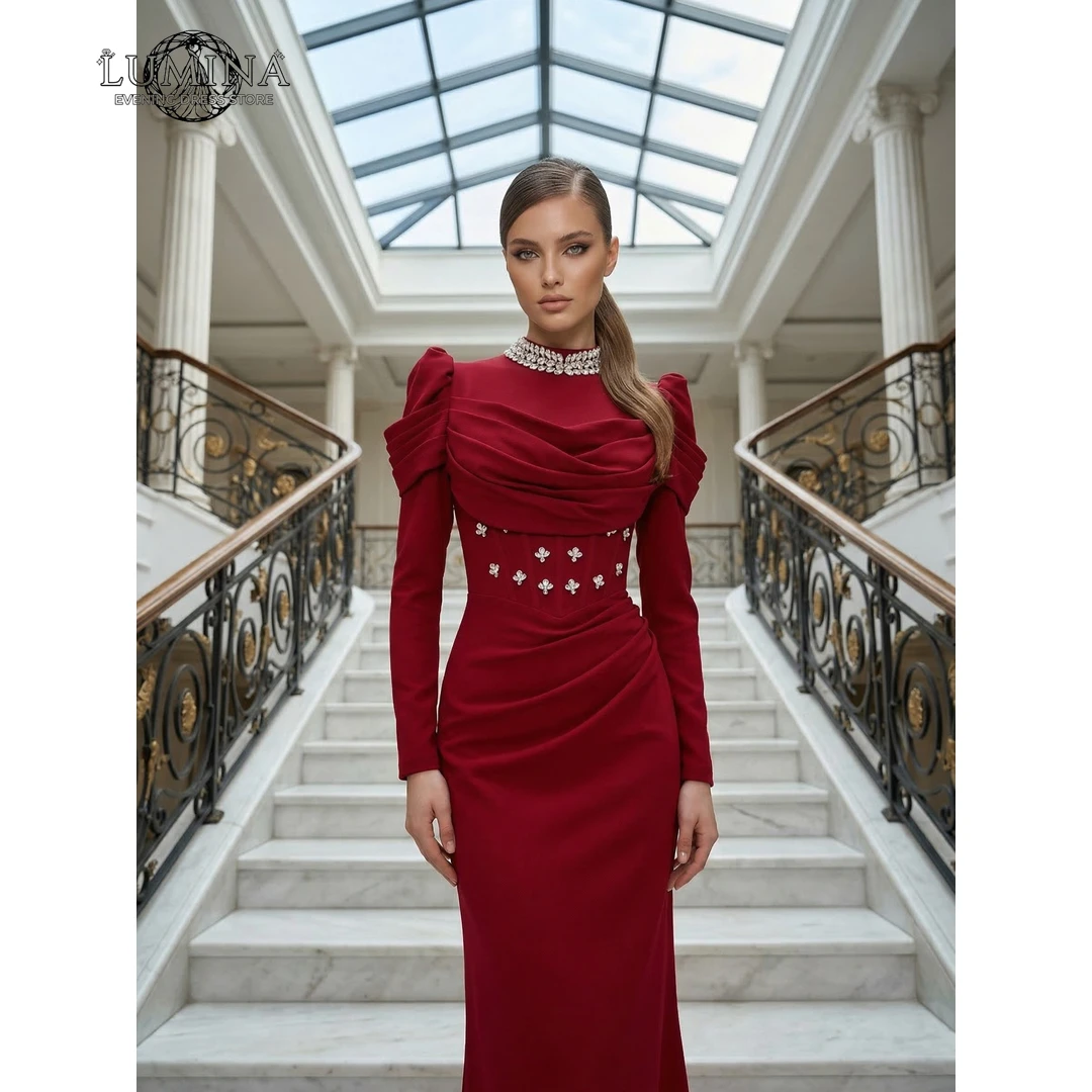 

Lumina Fishtail Skirt Dubai Dresses Luxury Evening Dress 2026 Elegant Chic Woman Dress for Party Round Neck Custom Made Prom