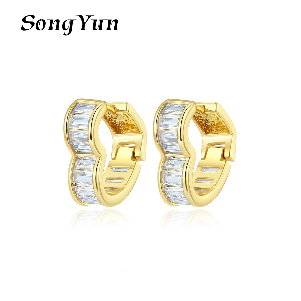 

SongYun Jewelry Manufacturer MHT Fashion Niche Lady Earrings Zircon Compact Heart-Shaped Earrings