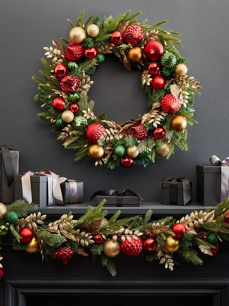 

Christmas wreath 50/60/80 CM door hanging rattan ring 2.7 meters rattan, Christmas tree window Christmas decoration supplies