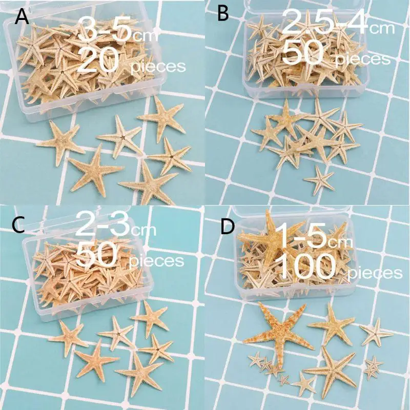 E21F 1 Box Natural Starfish Seashell Beach Craft Natural Sea Stars DIY Beach Wedding Decoration Epoxy Resin Art Crafts 1-5cm