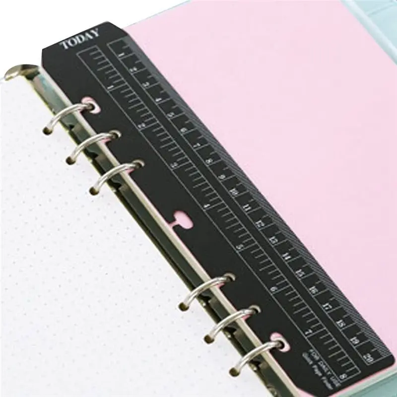 Portable 8Pack Plastic Measuring Ruler Quick Page Finder Page Marker Pouch PVC Bookmark Ruler For 6-Hole Binder Notebook(A5 )