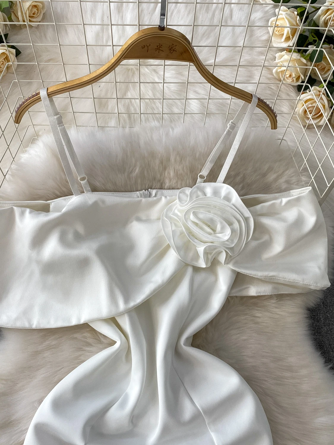 Ele One-oulder Satin Dr Donna Estate Vita alta A-Line Midi Dr Floreale Ricamo 3D Svel Commute Sle