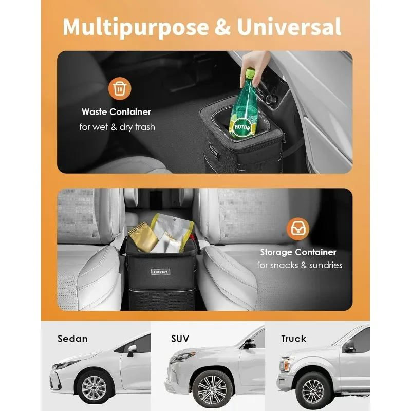 سلة مهملات السيارة مع غطاء - منظم جيوب تخزين مقاوم للتسرب ومقاوم للماء للسيارة/الأشعة فوق البنفسجية/الشاحنة وحقيبة قمامة السيارة Amagi #6