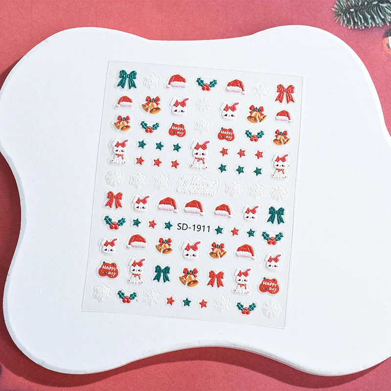 Natal arte do prego adesivo decalques da arte do prego de natal adesivo com veado boneco de neve santa urso parte presente diy manicure salão de beleza