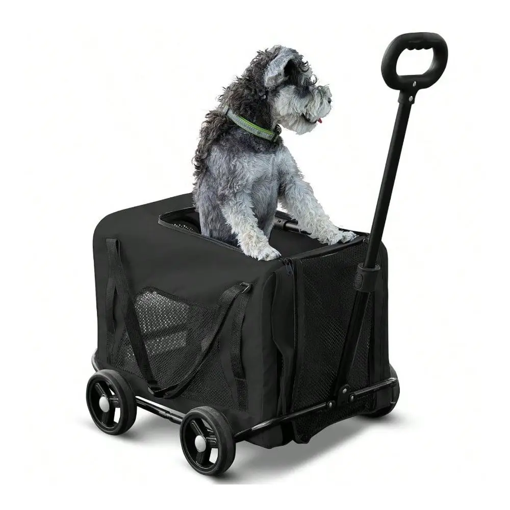 

Stroller 2 In 1 Bag 4 Wheels Folding Dog Cart Pet Stroller Travelling Shopping Walking Playing Small Dogs Cats Pink