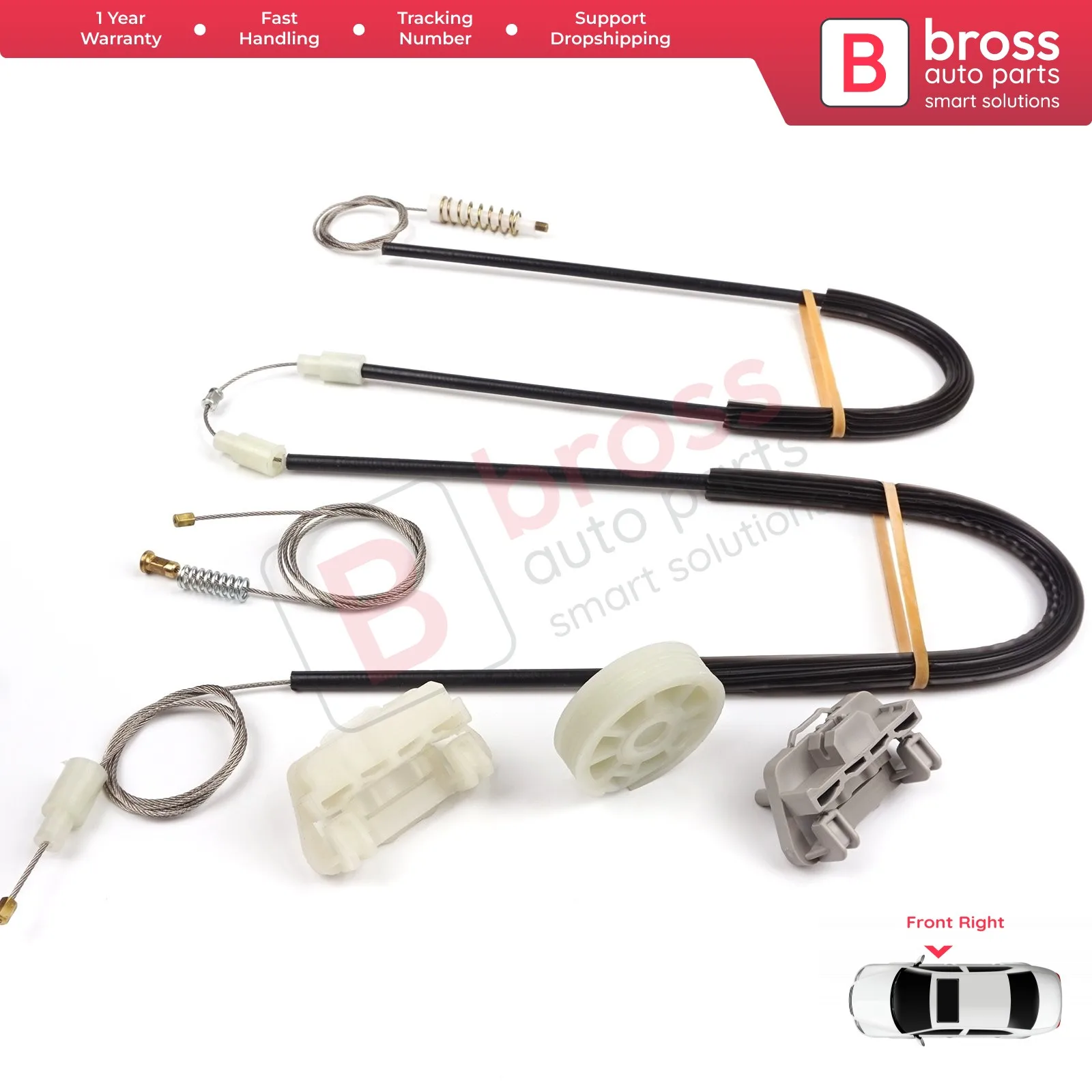 Bross – Kit de réparation de lève-vitre électrique, pièces automobiles BWR551, porte avant droite pour Ford Focus Coupe 1998 – 2005, top Store