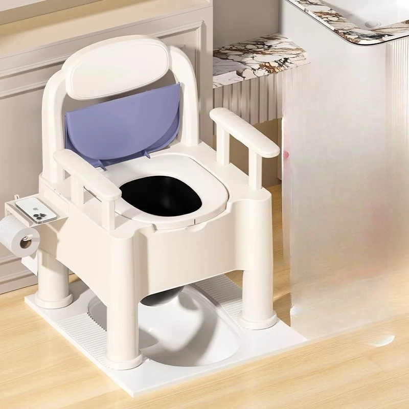 Portable Commode Chair for Elderly Anti-slip Bathroom Fixture Adjustable Height Bedside Toilet Mobile Odor-resistant Toilets
