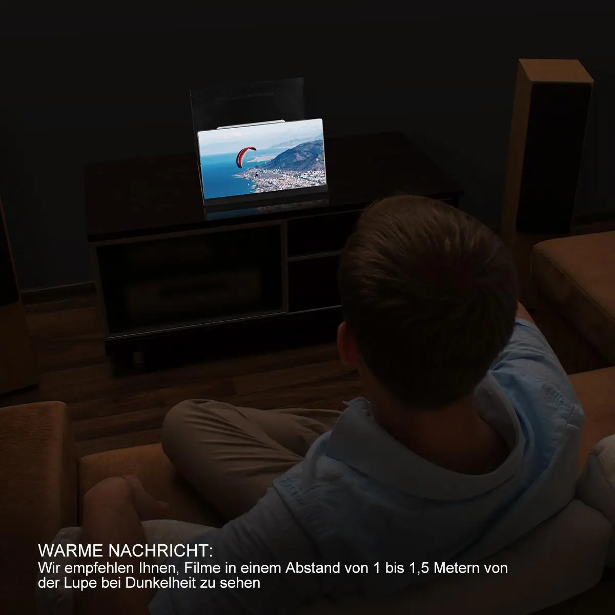 NICERIO 3D ユニバーサルスクリーン拡大鏡スマート携帯電話アンプ、映画鑑賞用の折りたたみ式ホルダースタンド付き (ブラック)