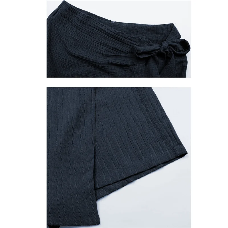 ASDS-Women's Summer Mini Wrap Shorts Knot High Waist Belted Skorts Zipper Casual Loose Skirt