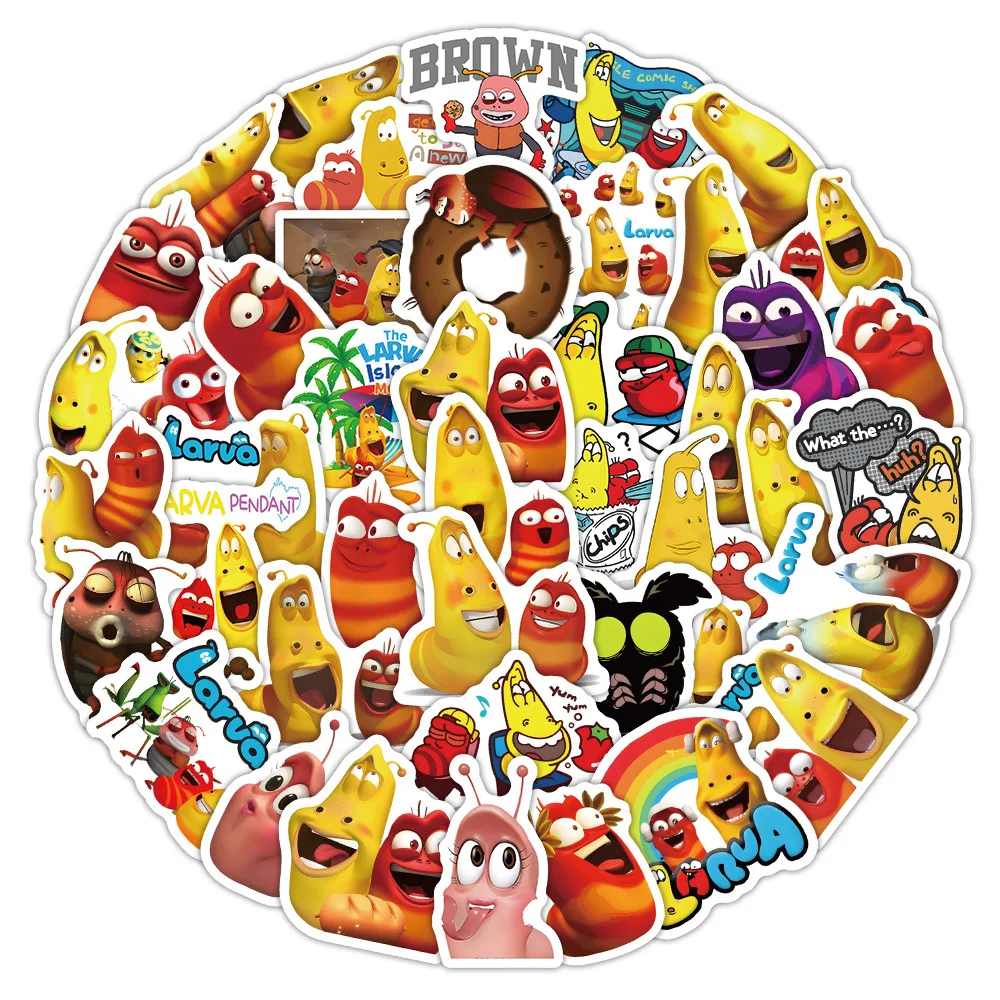 60PCS Animation Short Film Stickers Larva Cartoon Kids Toys Kawaii Insect Graffiti Decals Laptop Phone Guitar Bike Sticker