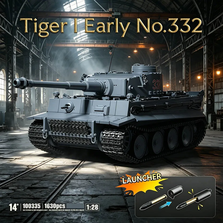 Military Tiger I No.332 Ausf.E Heavy Tank Building Blocks Set German Battle Tank Soldier Crews MOC Bricks Collectible Toys Gifts