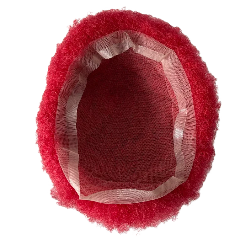 البورمية عذراء الشعر البشري أنظمة الأحمر 4mm الجذر الأفرو الشعر المستعار 8x10 وحدات الدانتيل الكامل للرجال السود