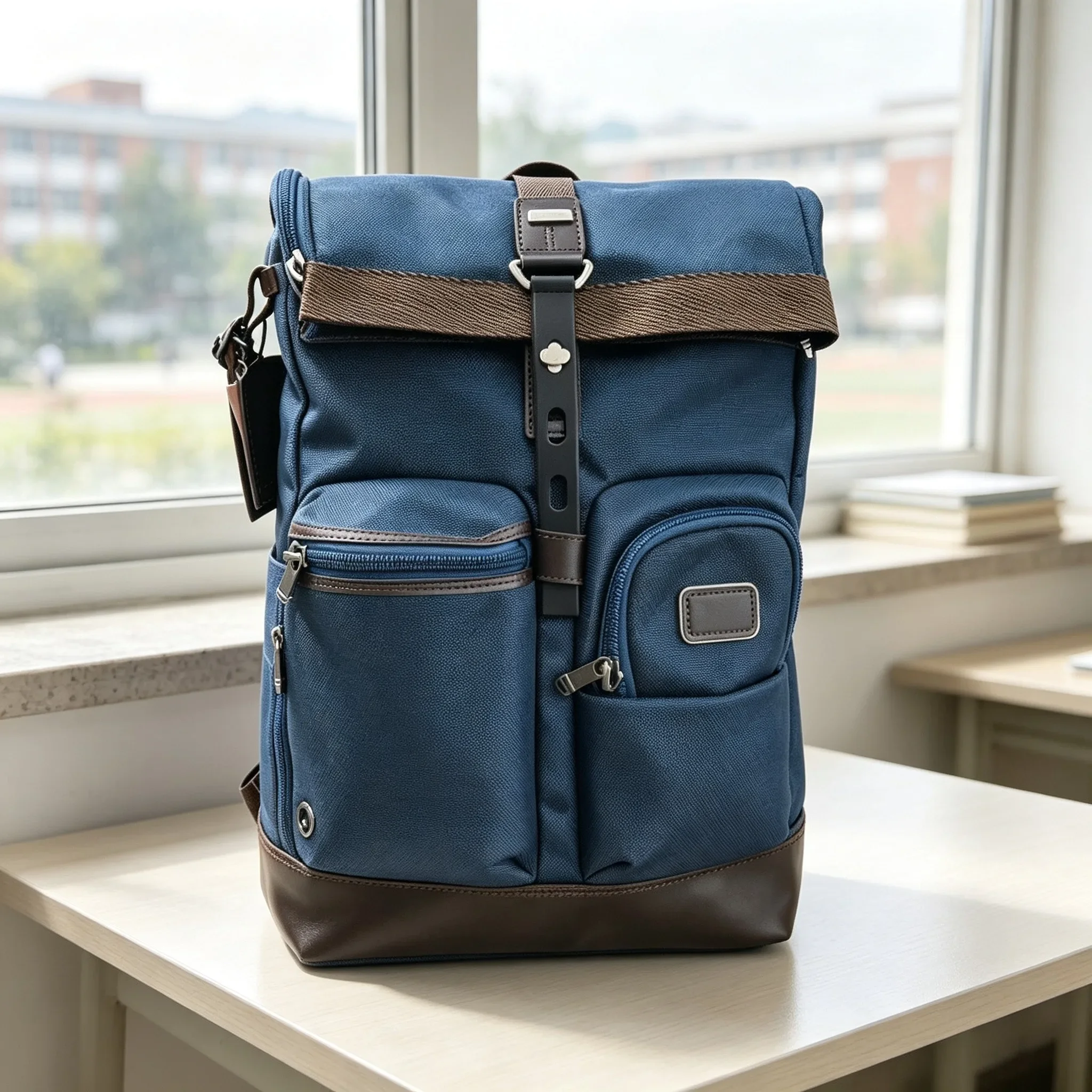 Unique Business Casual Backpack for Men, Trendy Fashion Multi-Pocket Rucksack for Travel & School