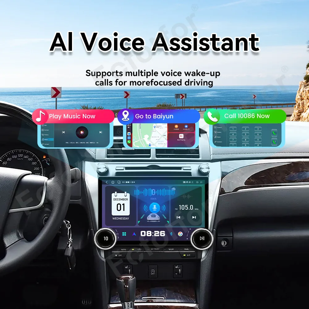 11.5 Inch Android 15 Smart HD Display Car Stereo Wireless CarPlay GPS Multimedia Player For Toyota Camry 2014-2016 Head Unit