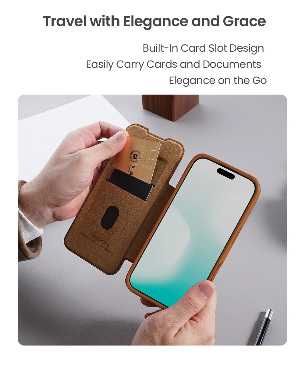 

Nillkin for iPhone 17 Pro Max / 17 Air Case Qin Pro Flip Leather Cover Slide Camera Card Slot Lens Case Protection For iPhone 17