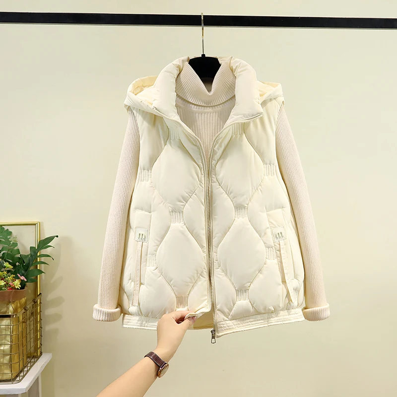 

Women's Cotton Vest ort Loose Fit Thiened Autumn Winter New Sle 2025 Detachable Cap Casual Faion plus Size Jaet