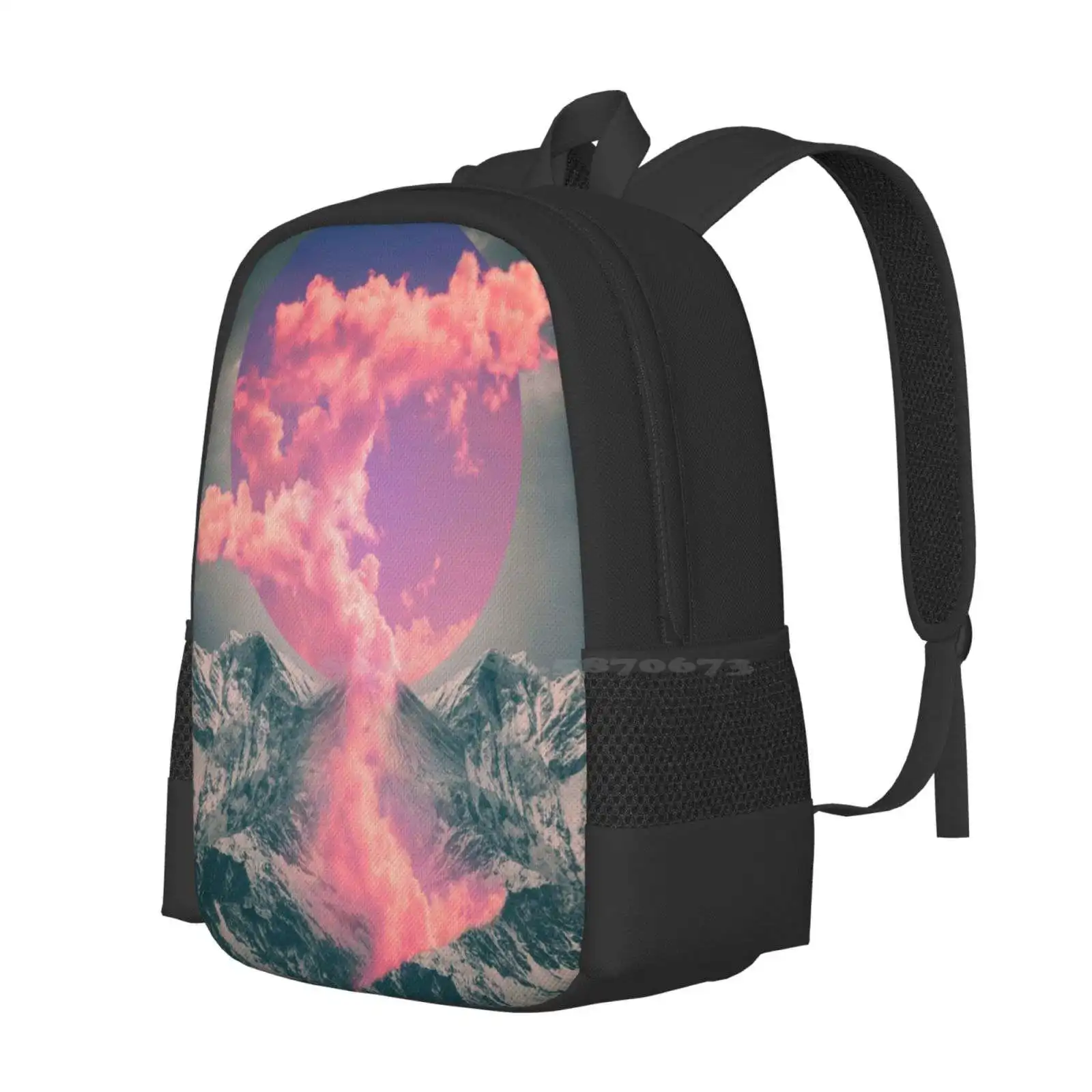 Ruptured Soul Large Capacity School Backpack Laptop Bags Mountains Erupt Ruptured Soul Vintage Tones Volcanic Clouds Soul On