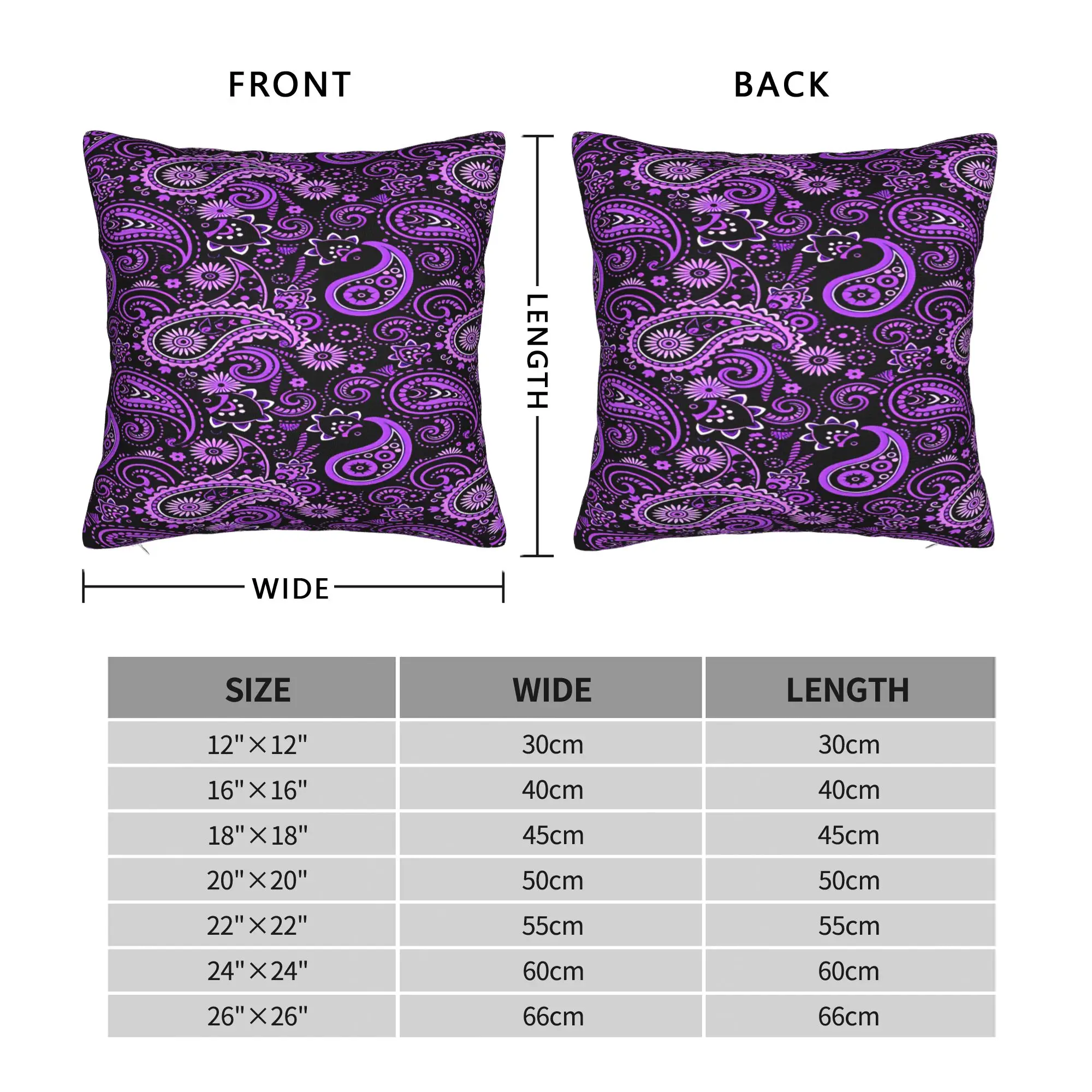 Purple Floral Paisley Bohemian Dark Pillow Cover  Custom Cushion Cover Morden Pillow Case For Chair Sofa Home Decor