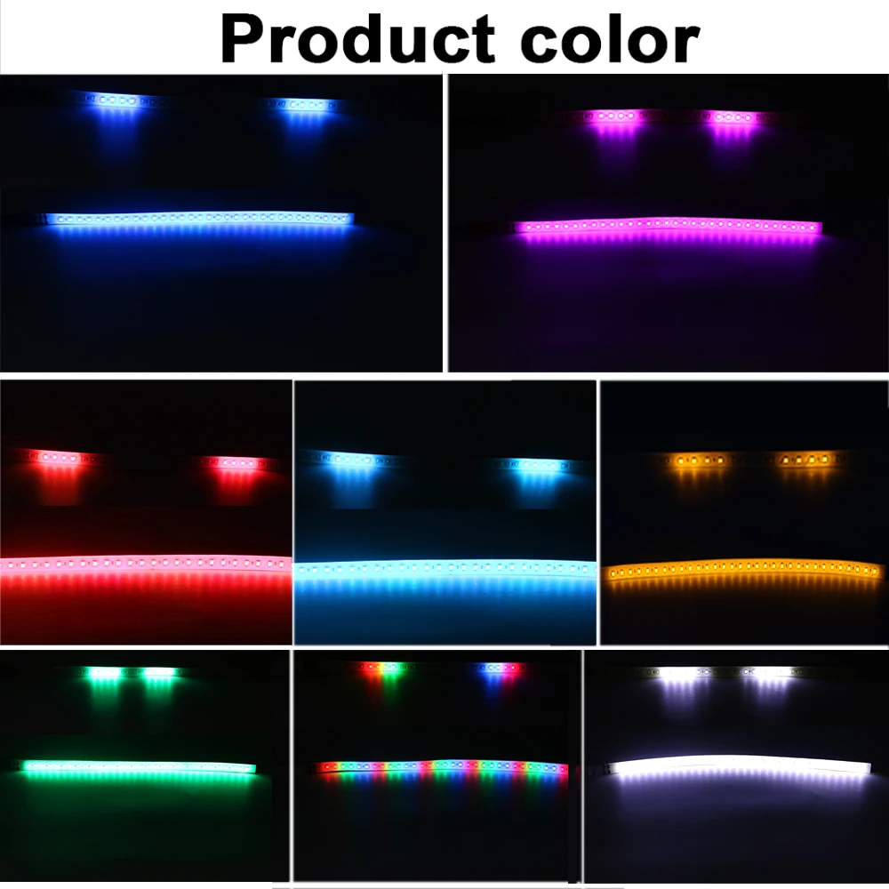 1X 30CM 60CM LED Flowing flash Knight Rider Light Strip 12V Car Motor Bike Decorate Atmosphere Underglow Flexible Lamp Strips