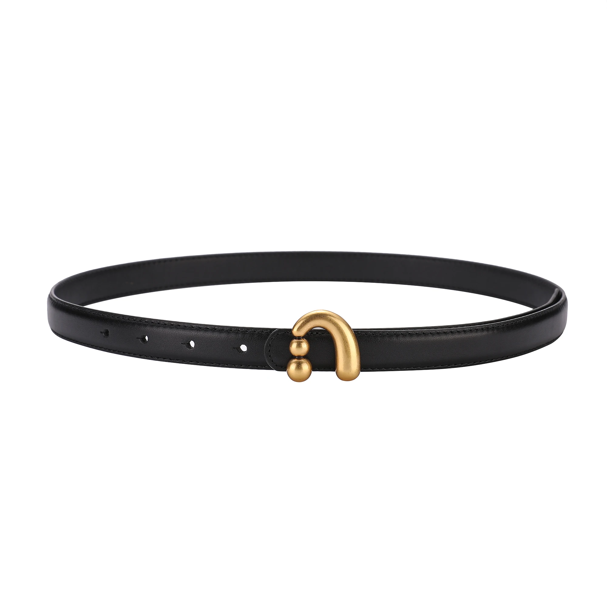 Ceinture de taille en cuir véritable pour femme, jean, robe, pantalon, bouton géométrique doré, mode décontractée, environnement, nouveau