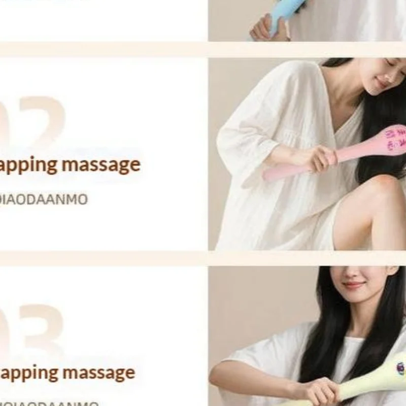1Pcs Back Pain Relief Portable Body Vibration Hammer High Elasticity Plush Massage Pat Fu Character Slap Stick Massager