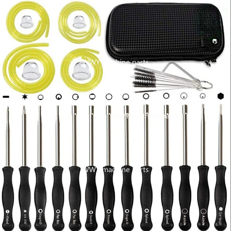 Carburetor Screwdriver 14-piece Set Black Leather Box with Brush Idle Speed Adjustment