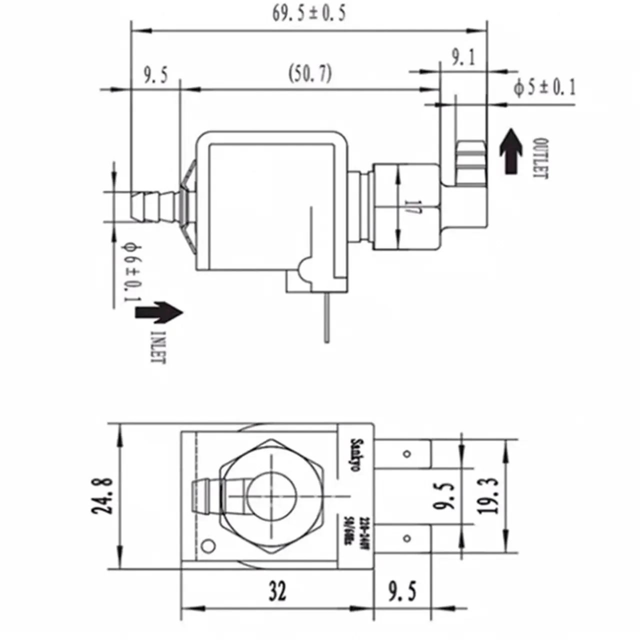 1pc Steam iron/steam floor mop/pressure hanging iron electromagnetic pump Kin39601 220V 15W