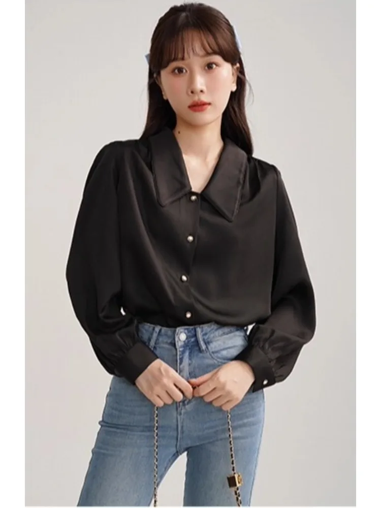 Elegant Vintage Chic Bow Tie Blouse Top French Style Long Sleeve Shirt with Ruffle Trim Slim Fit Casual Wear Women Spring Autumn