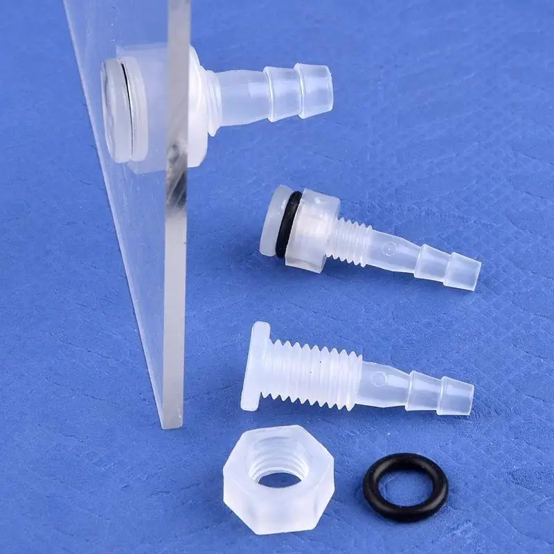 5 Sets M5-M16 Thread To 3-12mm Aquarium Water Tank Inlet Outlet Joint Irrigation Hose Connectors PP Straight Bulkhead Connector
