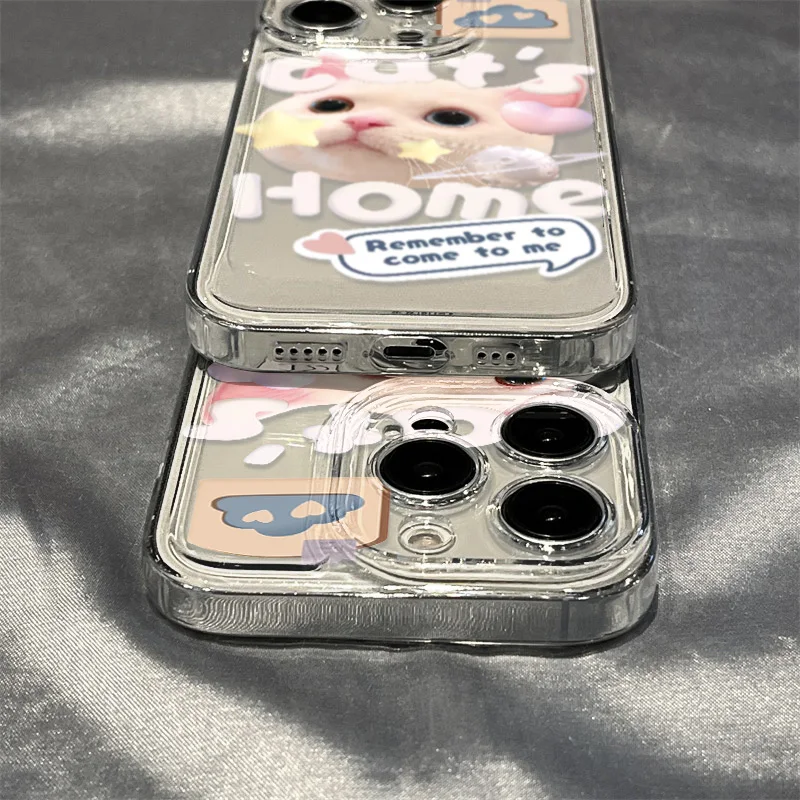 INS Cute Cat Animal Phone Case For iPhone 13 11 12 14 15 16 Pro Max X XS Max XR SE 2020 7 8 Plus Soft Silicone Protective Cover