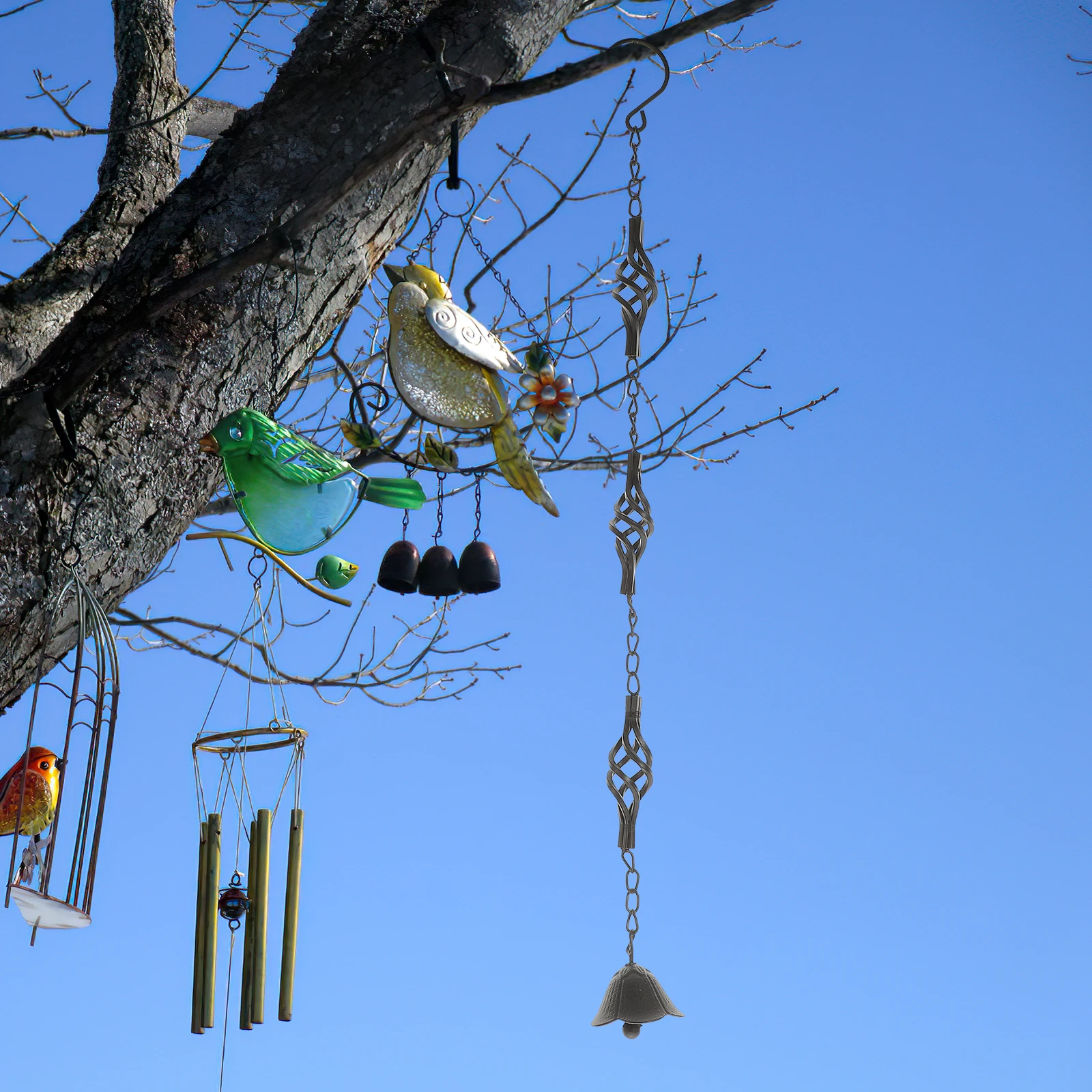 

Wrought Iron Wind Chime Vintage Home Decor Retro Garden Bell nament Metal Pendant Outdoor Hanging Design Durability Lightweight