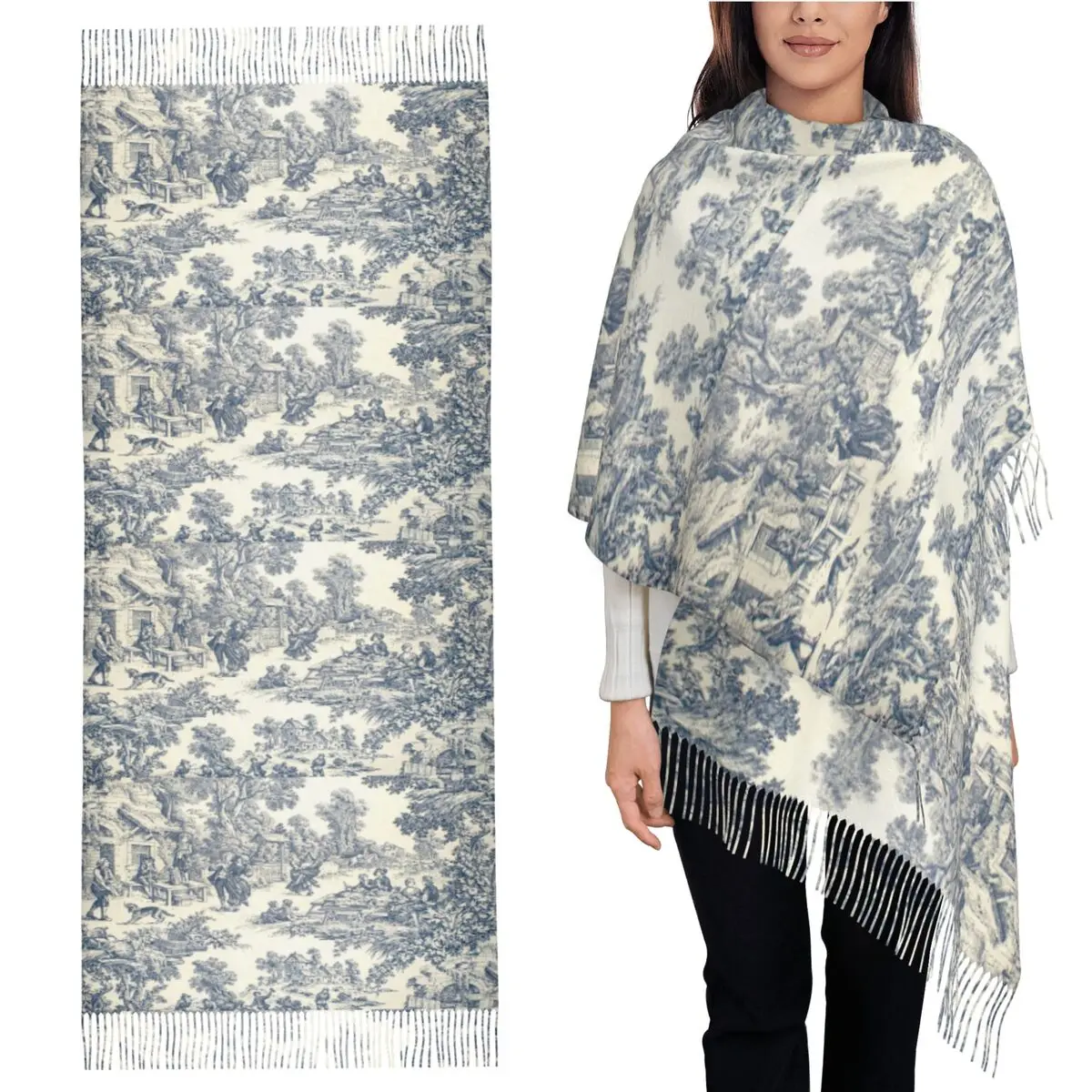 

Женский шарф Toile De Jouy с кисточками и номером 2, мягкие теплые шали и накидки, большая осенне-зимняя шаль