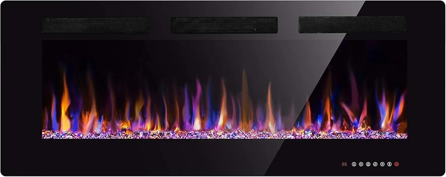 

50" Electric Fireplace in-Wall Recessed and Wall Mounted 1500W Fireplace Heater and Linear Fireplace with Timer/Multicolor