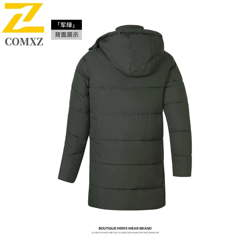 Kurtka męska COMXZ z podszewką, klasyczna, z kapturem, lekka parka do dojazdów do pracy, do biura, codzienna, na co dzień, odporna na zimno, zimowa kurtka bawełniana.