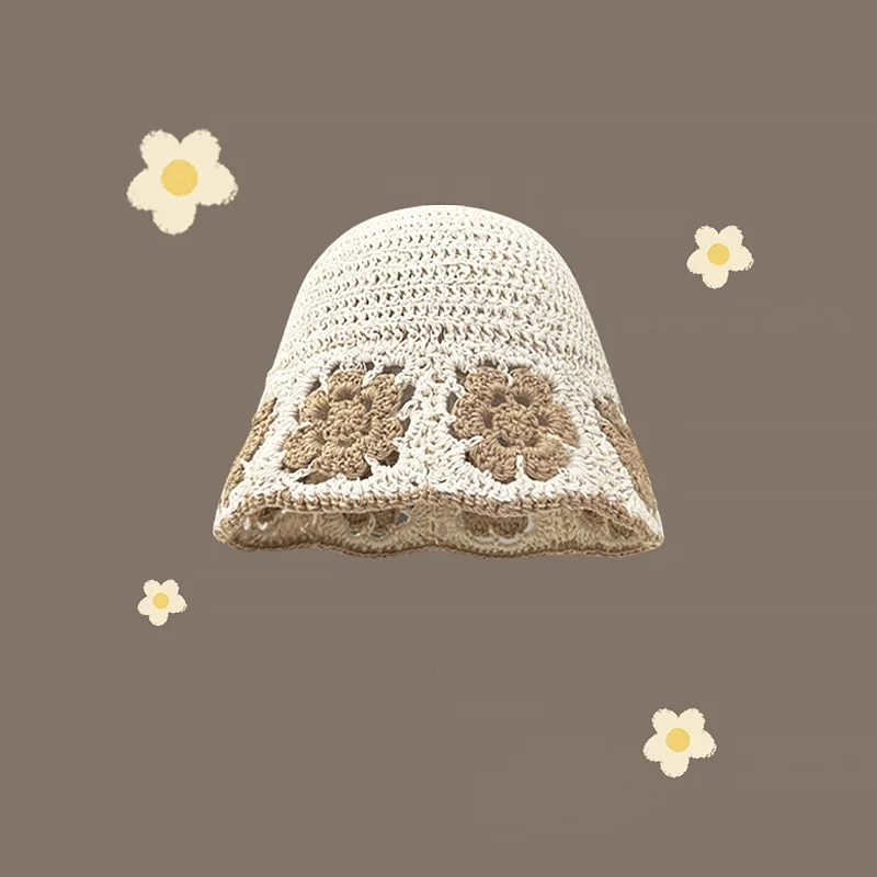 chapeau-de-pecheur-tricote-en-patchwork-floral-collaboratif-tissage-ajoure-accessoire-de-mode-tendance