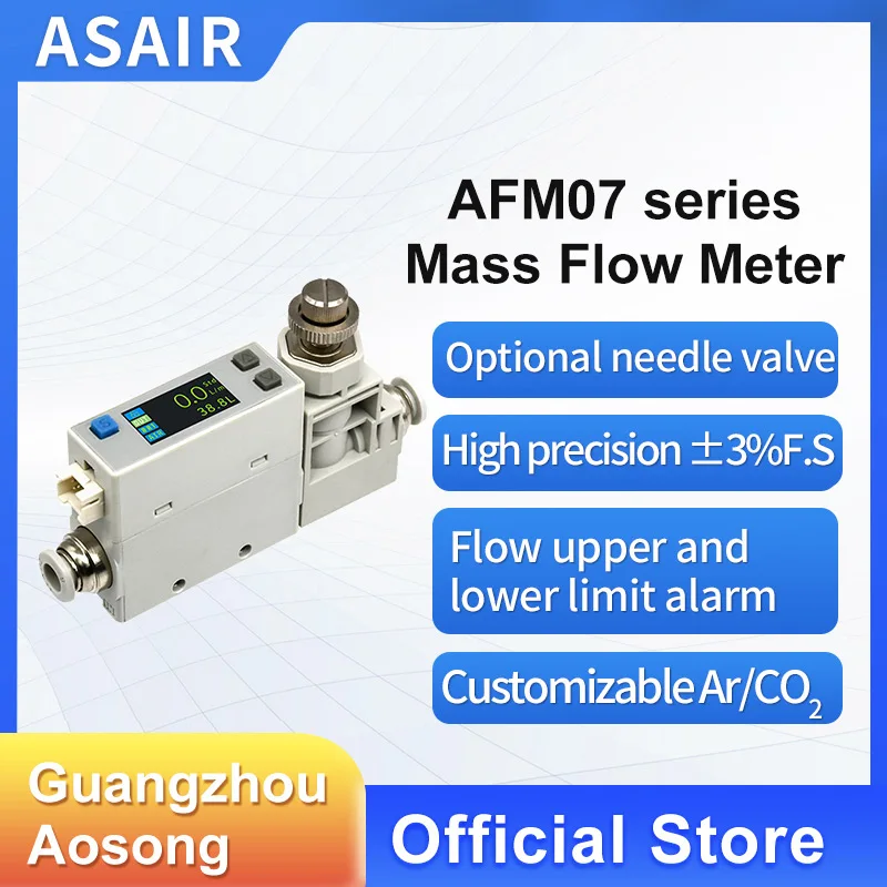 ASAIR AFM07  Aerothermal Mass Flow Meter Oxygen Compressed Air  Replaces SMC PFM7