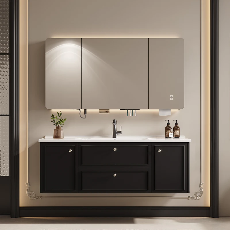 

French retro style ceramic integrated bathroom cabinet combination