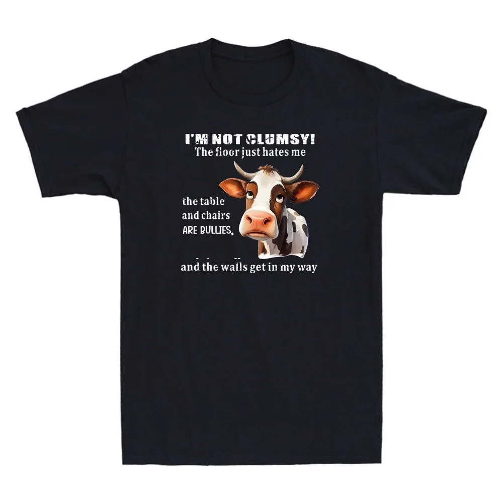 

The Table Funny Vintage Men's Summer Short-sleev High Quality T-Shirt Cow I'm Not Clumsy The Floor Just Hates Me funny tops