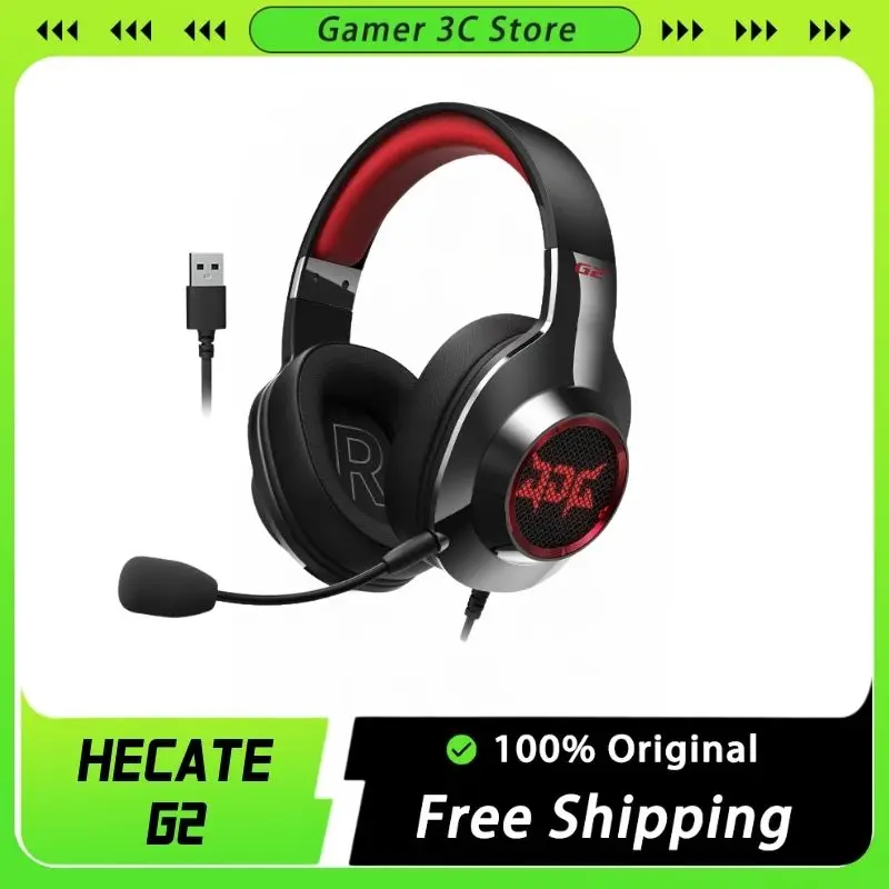 Hecate G2 Gaming Headphones Multifunctional Line Controller Wired With Microphone Dynamic Backlight Gameing Headphones