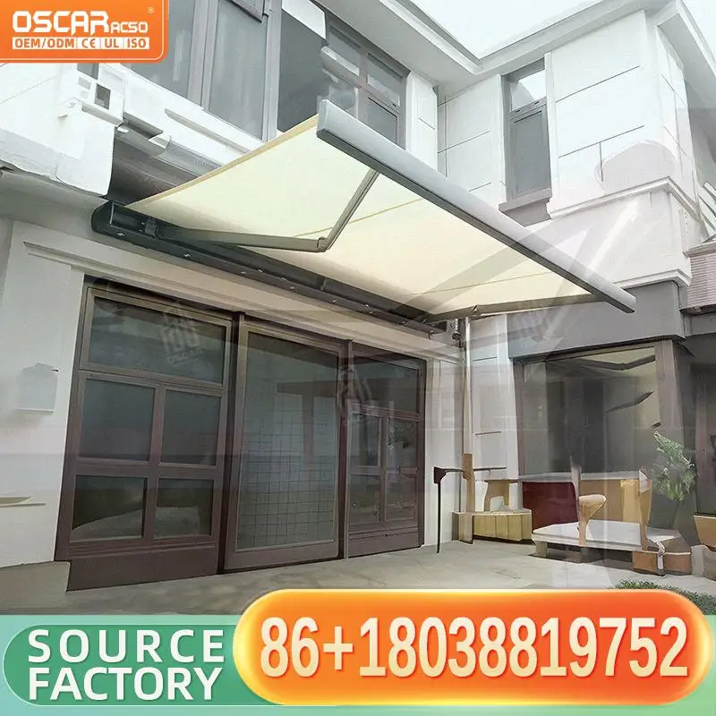 Motorized Full Cassette Aluminium Retractable Outdoor Waterproof Awning For Balcony Terrace Garden Italian Style Sunshade Shelte