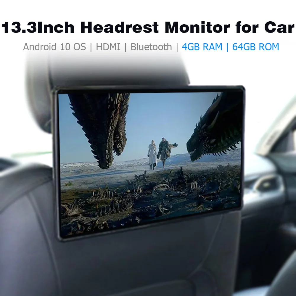 

13.3 Inch HDMI Car Monitor 2GB RAM 32GB Memory Bluetooth FM WiFi Android LCD Headrest Monitor Rear Seat Car TV Screen for Kids