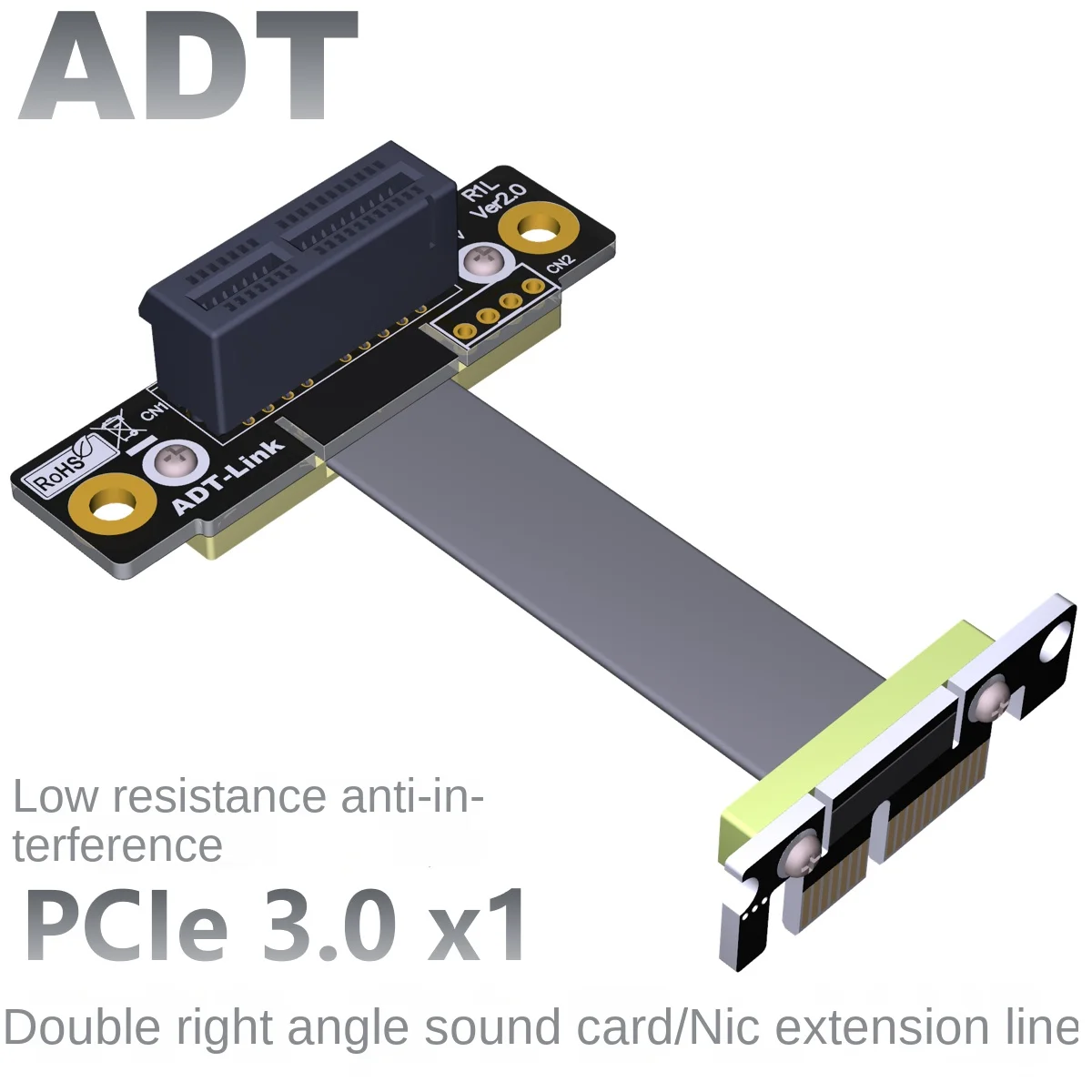 

Sound card extension cable with dual right angle 90° anti-interference without power supply PCI-E3.0x1 wireless network card